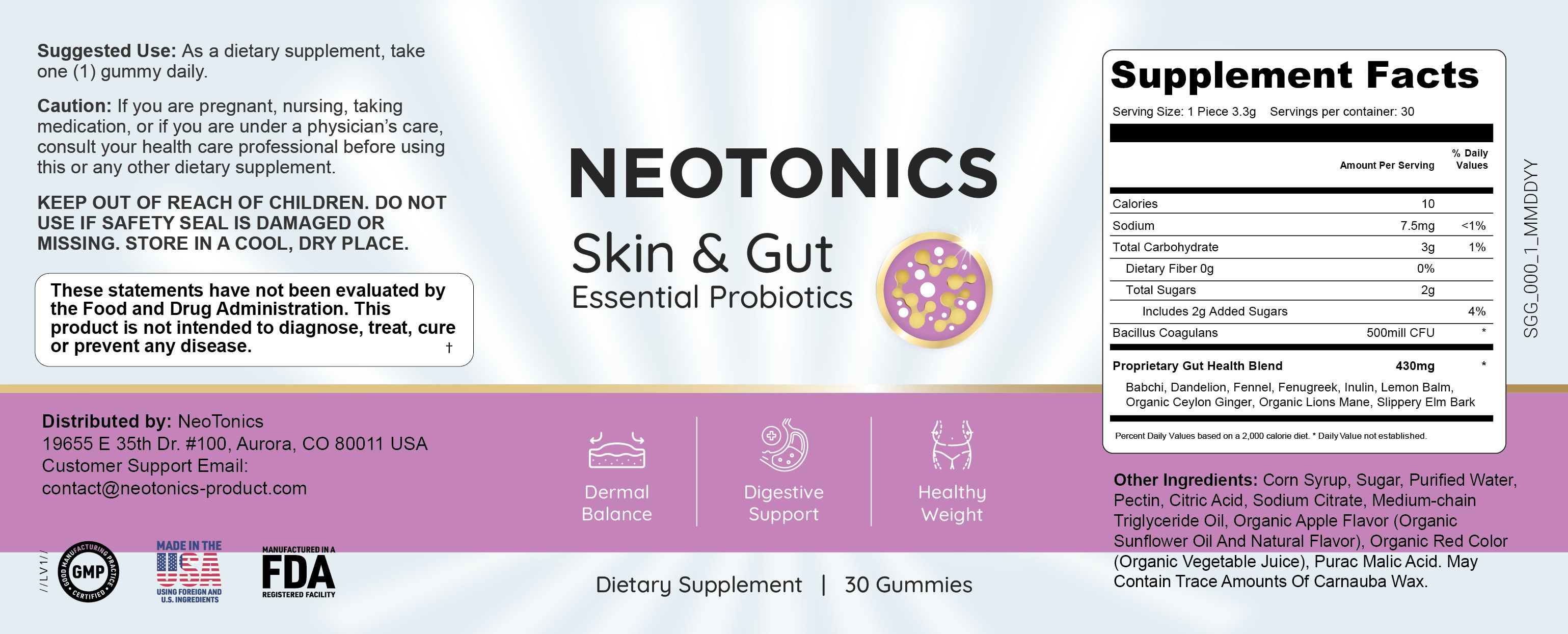 Neotonics Skin & Gut Product